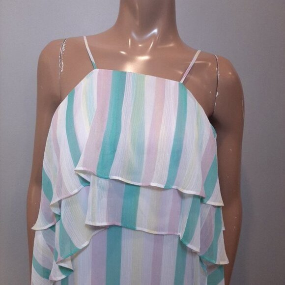 NEW BCBGeneration Tiered Ruffle Dress Womens Size Small Multi Striped Sleeveless - Picture 4 of 16